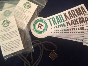 Trail Karma awards and promotional stickers.  